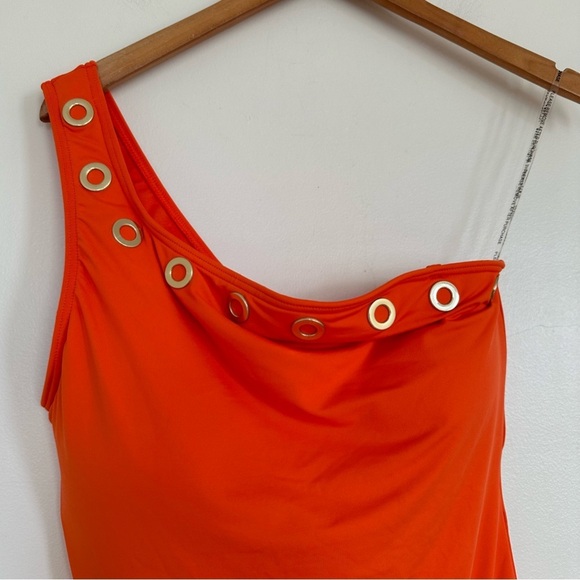 Michael Michael Kors Grommet One-Shoulder One-Piece Swimsuit Size 14 - Picture 4 of 16